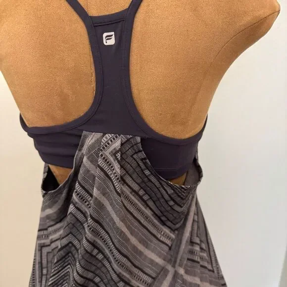 Fabletics Norwalk Black Grey Sports Top Built in Bra, Active Tank, Sz M - Picture 4 of 8